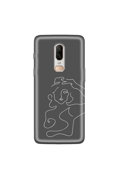 ONEPLUS - OnePlus 6 - Soft Clear Case - Grey Silhouette