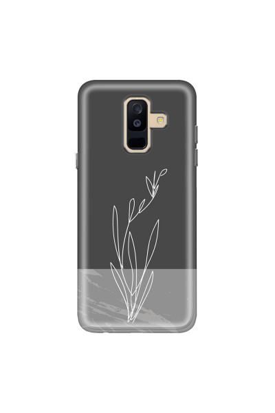 SAMSUNG - Galaxy A6 Plus 2018 - Soft Clear Case - Dark Grey Marble Flower