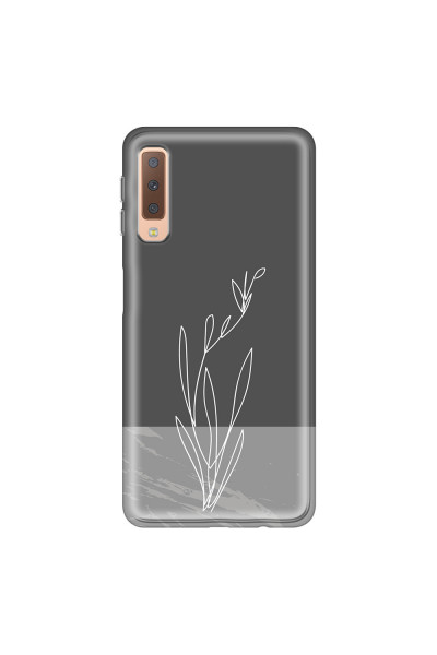 SAMSUNG - Galaxy A7 2018 - Soft Clear Case - Dark Grey Marble Flower