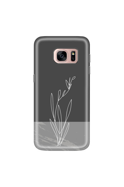 SAMSUNG - Galaxy S7 - Soft Clear Case - Dark Grey Marble Flower