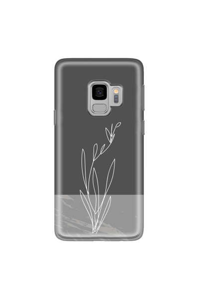 SAMSUNG - Galaxy S9 - Soft Clear Case - Dark Grey Marble Flower