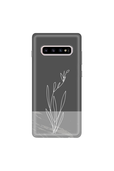 SAMSUNG - Galaxy S10 - Soft Clear Case - Dark Grey Marble Flower