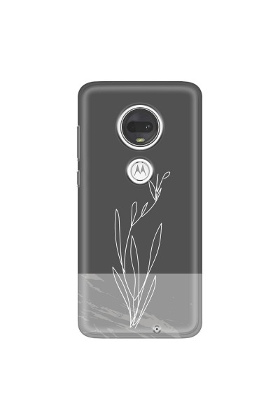 MOTOROLA by LENOVO - Moto G7 - Soft Clear Case - Dark Grey Marble Flower