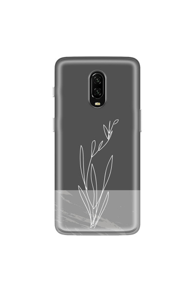 ONEPLUS - OnePlus 6T - Soft Clear Case - Dark Grey Marble Flower