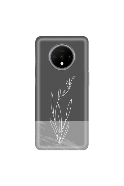 ONEPLUS - OnePlus 7T - Soft Clear Case - Dark Grey Marble Flower