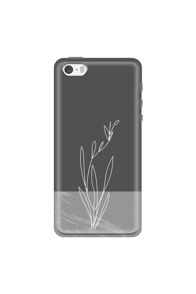APPLE - iPhone 5S/SE - Soft Clear Case - Dark Grey Marble Flower