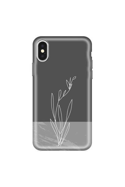 APPLE - iPhone X - Soft Clear Case - Dark Grey Marble Flower