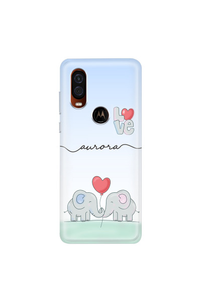 MOTOROLA by LENOVO - Moto One Vision - Soft Clear Case - Elephants in Love