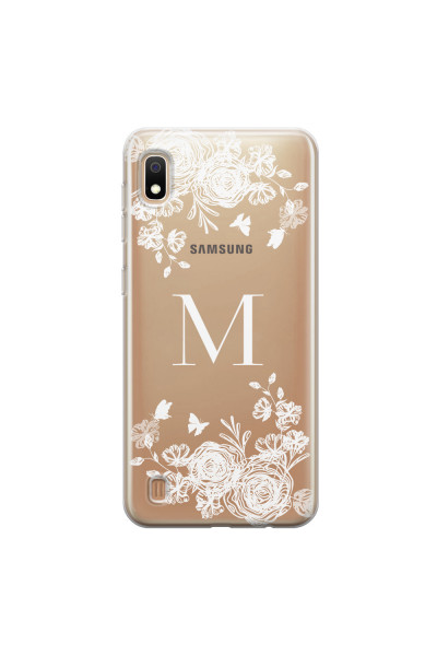 SAMSUNG - Galaxy A10 - Soft Clear Case - White Lace Monogram