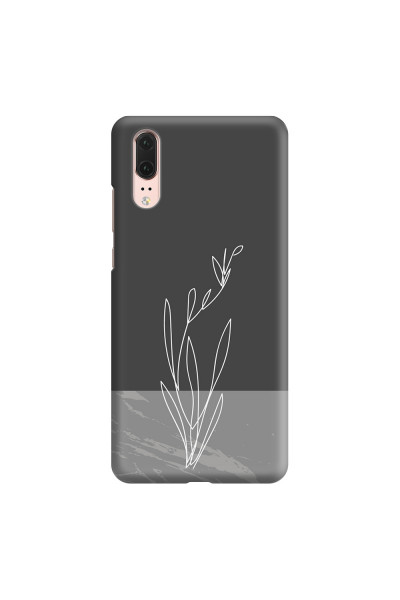 HUAWEI - P20 - 3D Snap Case - Dark Grey Marble Flower