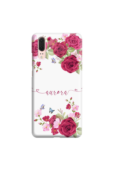 HUAWEI - P20 - 3D Snap Case - Rose Garden with Monogram Red