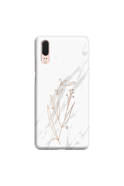 HUAWEI - P20 - 3D Snap Case - White Marble Flowers