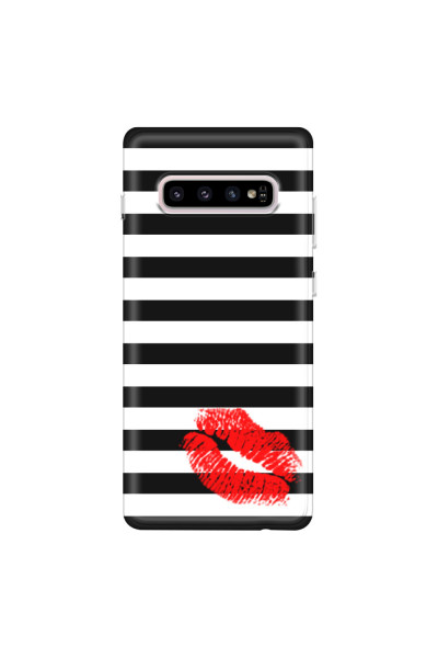 SAMSUNG - Galaxy S10 - Soft Clear Case - B&W Lipstick