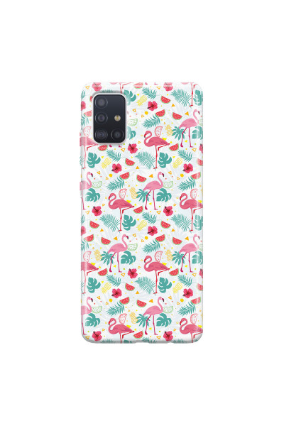 SAMSUNG - Galaxy A51 - Soft Clear Case - Tropical Flamingo II