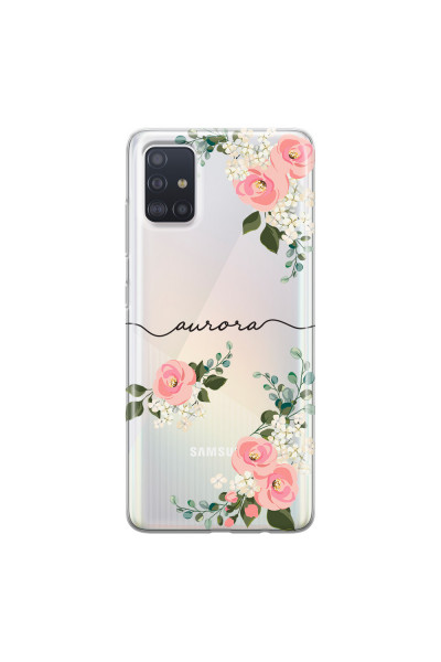 SAMSUNG - Galaxy A71 - Soft Clear Case - Pink Floral Handwritten