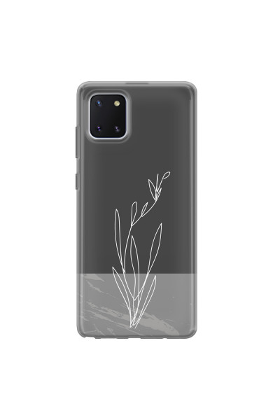 SAMSUNG - Galaxy Note 10 Lite - Soft Clear Case - Dark Grey Marble Flower