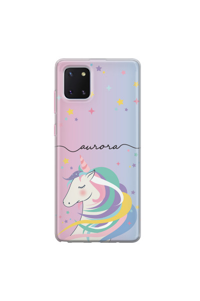 SAMSUNG - Galaxy Note 10 Lite - Soft Clear Case - Pink Unicorn Handwritten
