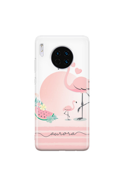 HUAWEI - Mate 30 - Soft Clear Case - Flamingo Vibes Handwritten