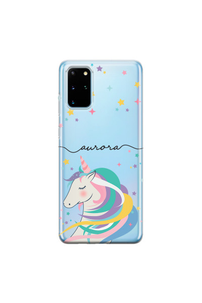 SAMSUNG - Galaxy S20 Plus - Soft Clear Case - Clear Unicorn Handwritten