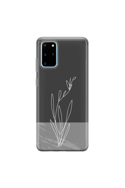 SAMSUNG - Galaxy S20 Plus - Soft Clear Case - Dark Grey Marble Flower