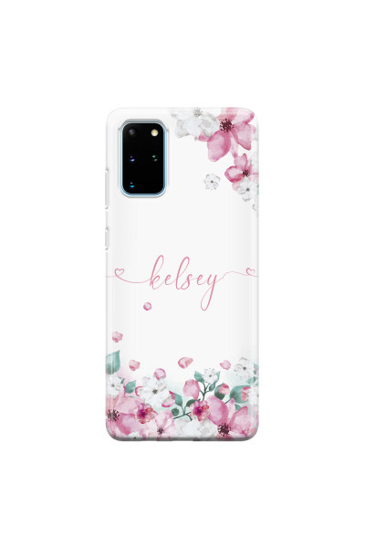 SAMSUNG - Galaxy S20 Plus - Soft Clear Case - Watercolor Flowers Handwritten