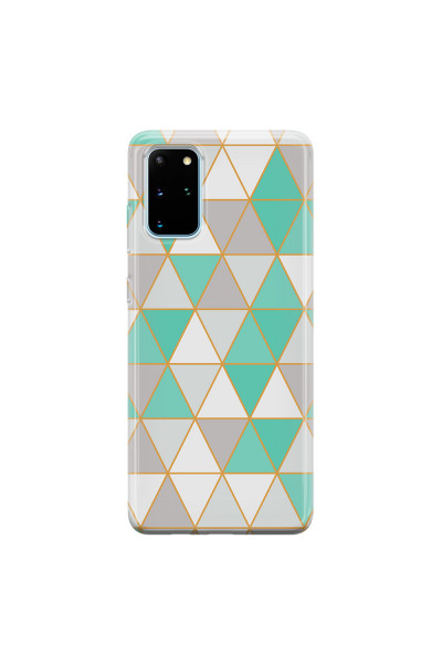 SAMSUNG - Galaxy S20 - Soft Clear Case - Green Triangle Pattern