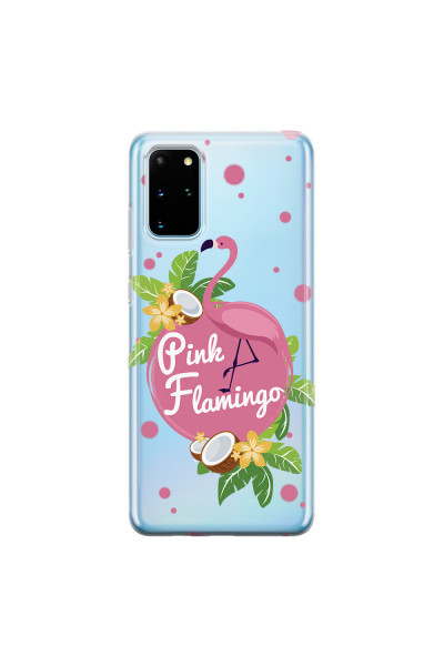 SAMSUNG - Galaxy S20 - Soft Clear Case - Pink Flamingo