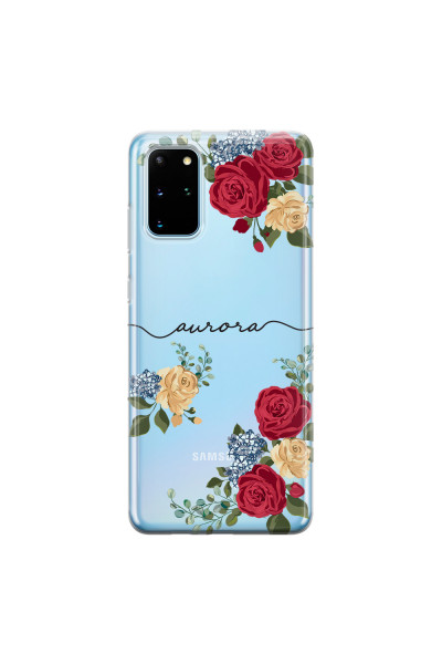 SAMSUNG - Galaxy S20 - Soft Clear Case - Red Floral Handwritten