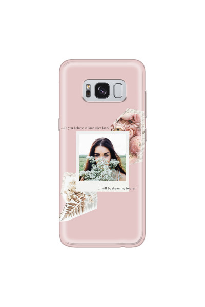 SAMSUNG - Galaxy S8 Plus - Soft Clear Case - Vintage Pink Collage Phone Case