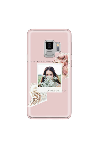 SAMSUNG - Galaxy S9 - Soft Clear Case - Vintage Pink Collage Phone Case