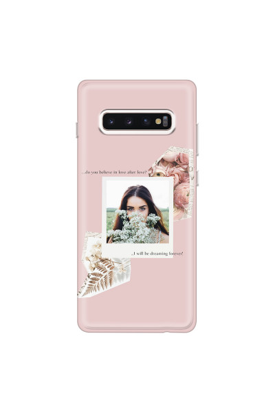 SAMSUNG - Galaxy S10 Plus - Soft Clear Case - Vintage Pink Collage Phone Case