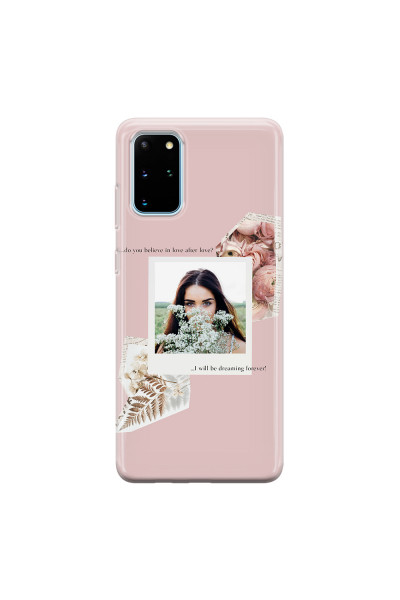 SAMSUNG - Galaxy S20 Plus - Soft Clear Case - Vintage Pink Collage Phone Case
