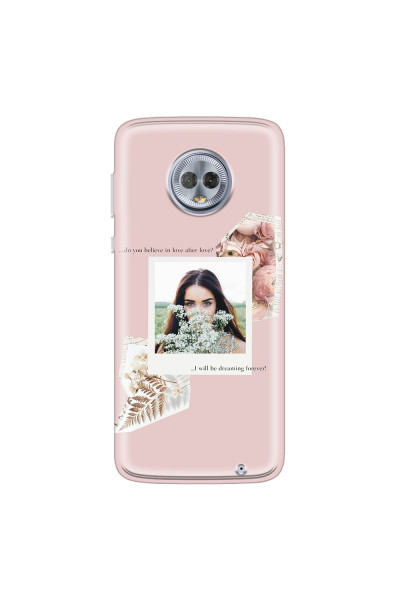MOTOROLA by LENOVO - Moto G6 Plus - Soft Clear Case - Vintage Pink Collage Phone Case