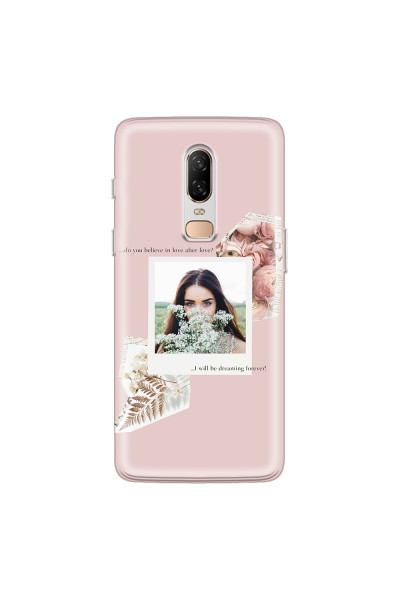 ONEPLUS - OnePlus 6 - Soft Clear Case - Vintage Pink Collage Phone Case
