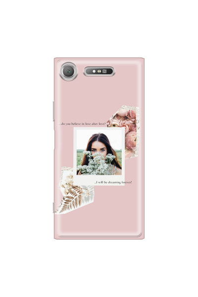SONY - Sony Xperia XZ1 - Soft Clear Case - Vintage Pink Collage Phone Case