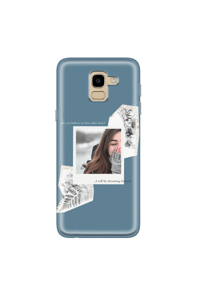 SAMSUNG - Galaxy J6 2018 - Soft Clear Case - Vintage Blue Collage Phone Case