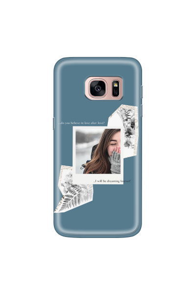 SAMSUNG - Galaxy S7 - Soft Clear Case - Vintage Blue Collage Phone Case
