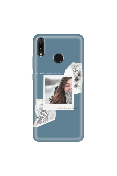 HUAWEI - Y9 2019 - Soft Clear Case - Vintage Blue Collage Phone Case