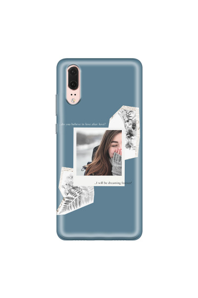 HUAWEI - P20 - Soft Clear Case - Vintage Blue Collage Phone Case