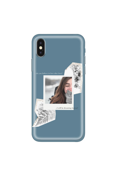 APPLE - iPhone XS Max - Soft Clear Case - Vintage Blue Collage Phone Case