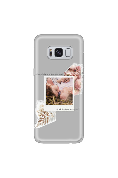 SAMSUNG - Galaxy S8 Plus - Soft Clear Case - Vintage Grey Collage Phone Case