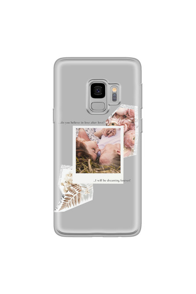 SAMSUNG - Galaxy S9 - Soft Clear Case - Vintage Grey Collage Phone Case