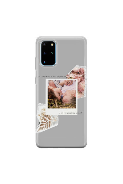 SAMSUNG - Galaxy S20 Plus - Soft Clear Case - Vintage Grey Collage Phone Case