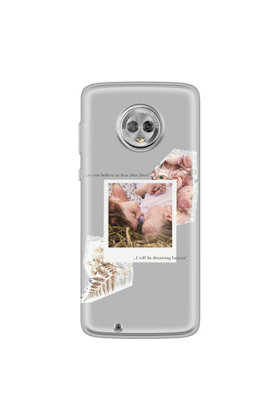 MOTOROLA by LENOVO - Moto G6 - Soft Clear Case - Vintage Grey Collage Phone Case