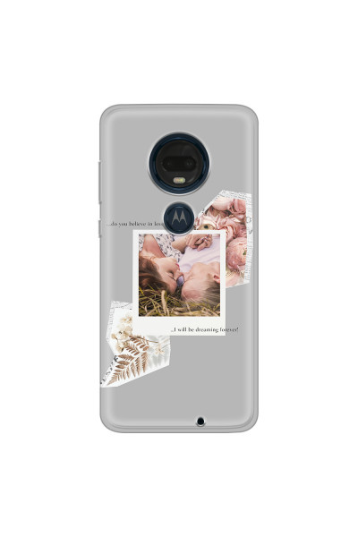 MOTOROLA by LENOVO - Moto G7 Plus - Soft Clear Case - Vintage Grey Collage Phone Case
