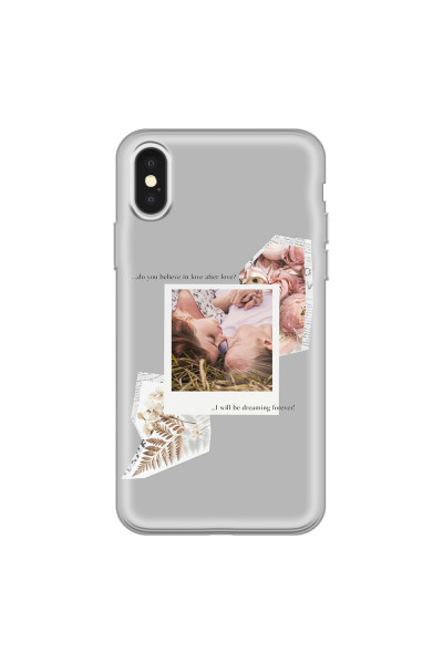 APPLE - iPhone X - Soft Clear Case - Vintage Grey Collage Phone Case