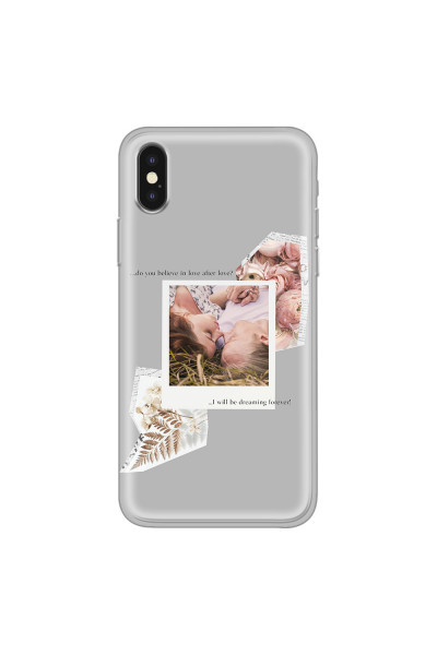 APPLE - iPhone XS Max - Soft Clear Case - Vintage Grey Collage Phone Case