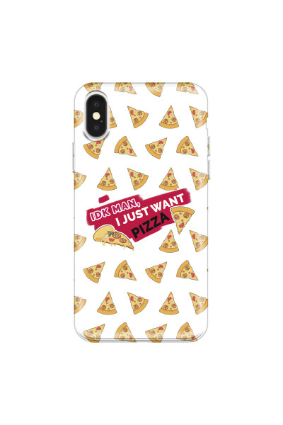 APPLE - iPhone X - Soft Clear Case - Want Pizza Men Phone Case