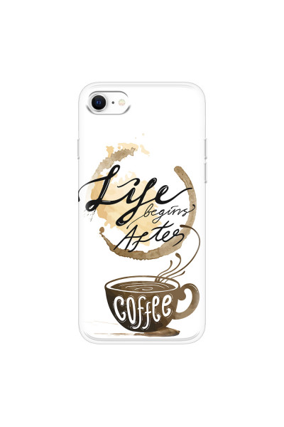 APPLE - iPhone SE 2020 - Soft Clear Case - Life begins after coffee