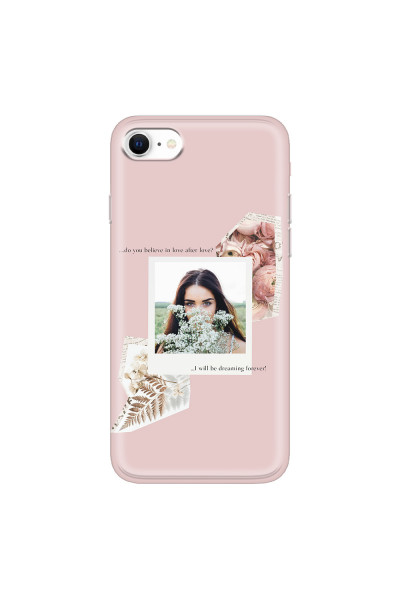 APPLE - iPhone SE 2020 - Soft Clear Case - Vintage Pink Collage Phone Case